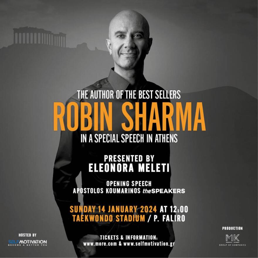 Ρόμπιν Σάρμα: Ο συγγραφέας των best seller αυτοβελτίωσης και ηγεσίας έρχεται στην Αθήνα