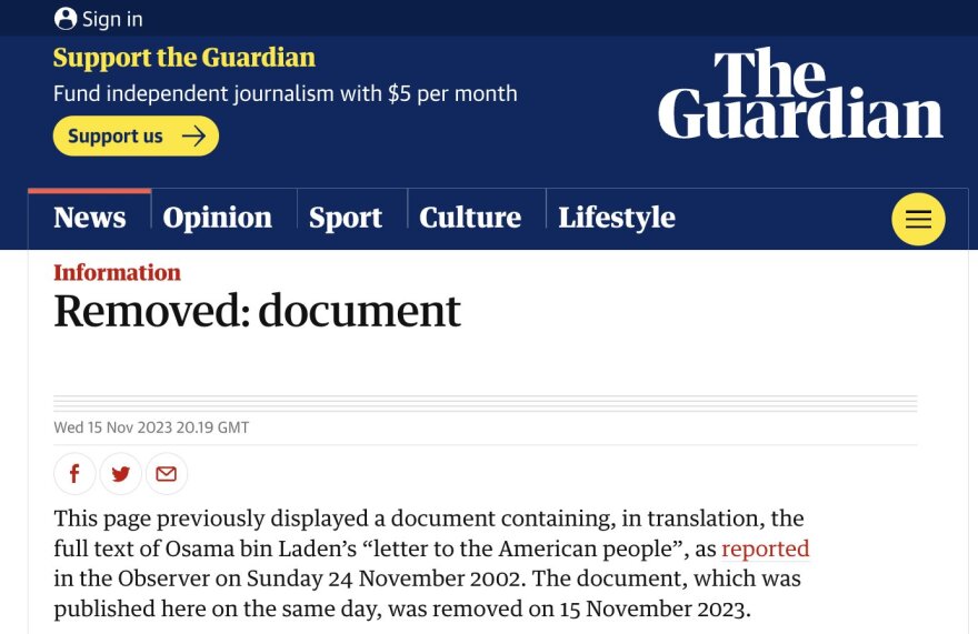 Ο Guardian διέγραψε άρθρο με επιστολή του Μπιν Λάντεν όταν έγινε viral στο TikTok