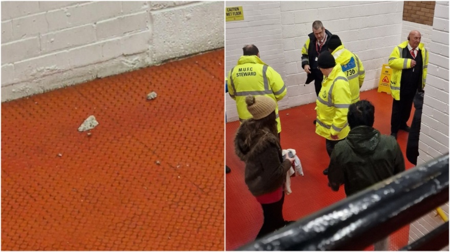Μάντσεστερ Γιουνάιτεντ: Κομμάτια της τσιμεντένιας οροφής του «Όλντ Τράφορντ» έπεσαν πάνω σε οπαδούς