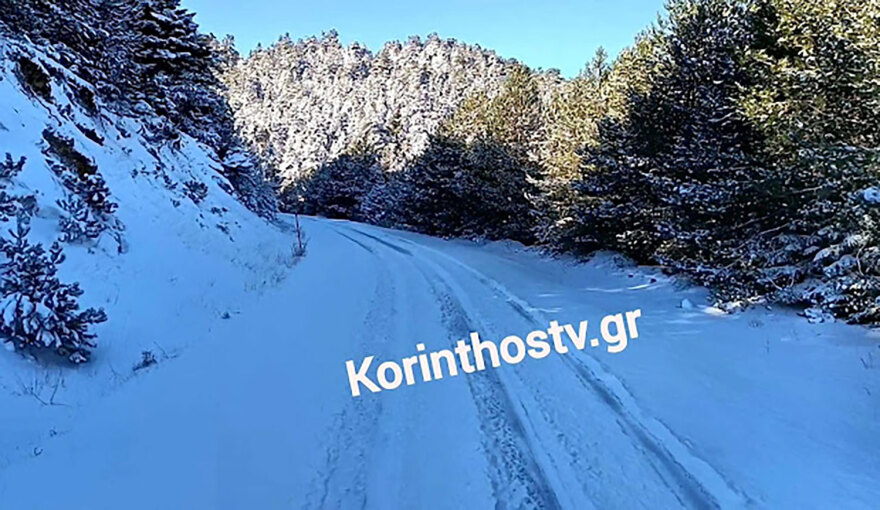 Στα λευκά η ορεινή Κορινθία - Τους 20 πόντους έφτασε το χιόνι