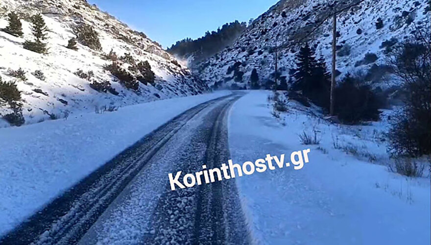Στα λευκά η ορεινή Κορινθία - Τους 20 πόντους έφτασε το χιόνι