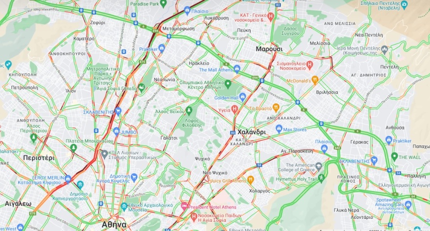 Κίνηση τώρα: Στο κόκκινο η κάθοδος του Κηφισού - Νωρίτερα είχαμε και καραμπόλα πέντε αυτοκινήτων 