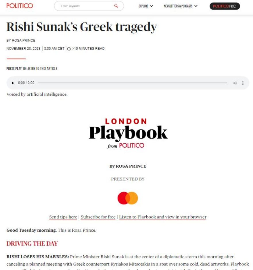 «Η ελληνική τραγωδία του Σούνακ»: Τι γράφει το Politico για την ακύρωση της συνάντησης με τον Μητσοτάκη