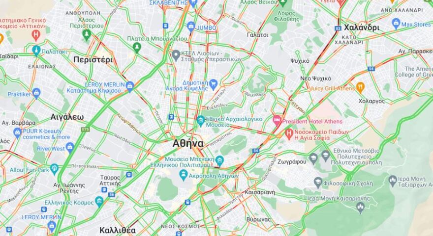 Κίνηση: Μποτιλιάρισμα στους περισσότερους δρόμους του Λεκανοπεδίου - Κομφούζιο στο κέντρο της Αθήνας 