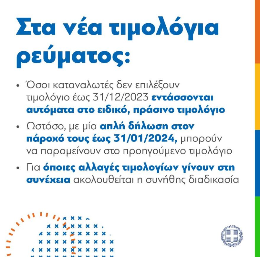 Τιμολόγια ρεύματος: Ο 10λογος του υπουργείου Ενέργειας για τις αλλαγές από 1η Ιανουαρίου 2024