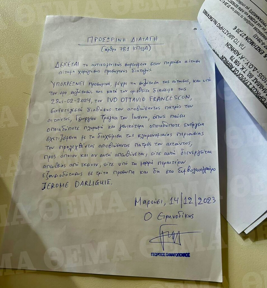 Κληρονομιά Τράγκα: Δικαίωση για τον γιο του Γιάννη - Απαγορεύεται στον Ελβετό συνεκτελεστή της διαθήκης οποιαδήποτε πληρωμή