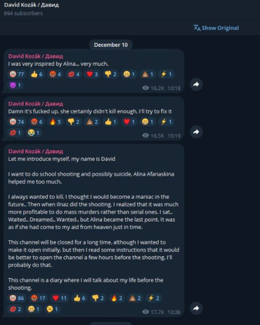 Πράγα: Ο 24χρονος έψαχνε αίθουσα-αίθουσα τα θύματά του - Τι έγραφε στο ημερολόγιό του πριν το μακελειό