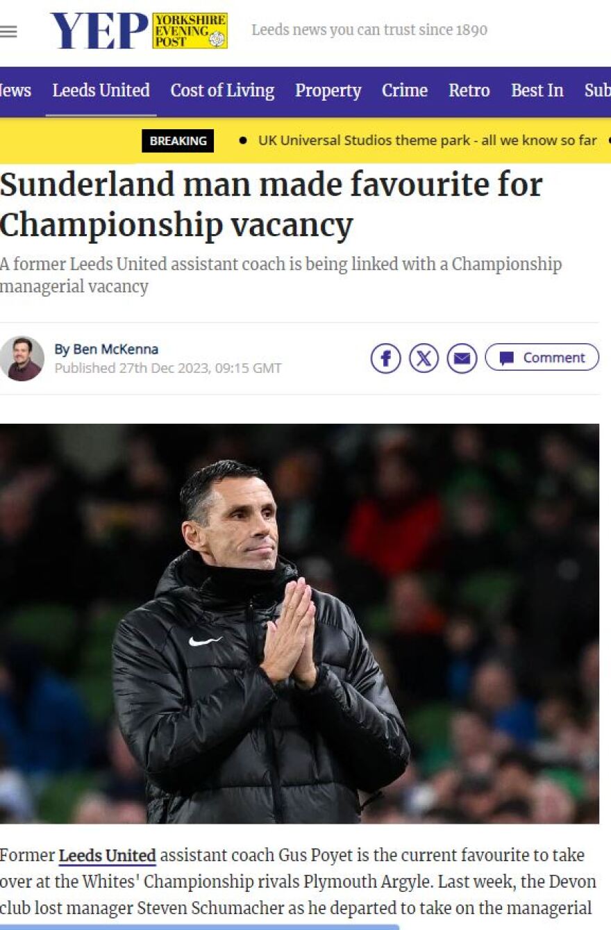 Εθνική ποδοσφαίρου: Οι Άγγλοι δίνουν Νο1 φαβορί τον Πογιέτ για να αναλάβει την Πλίμουθ