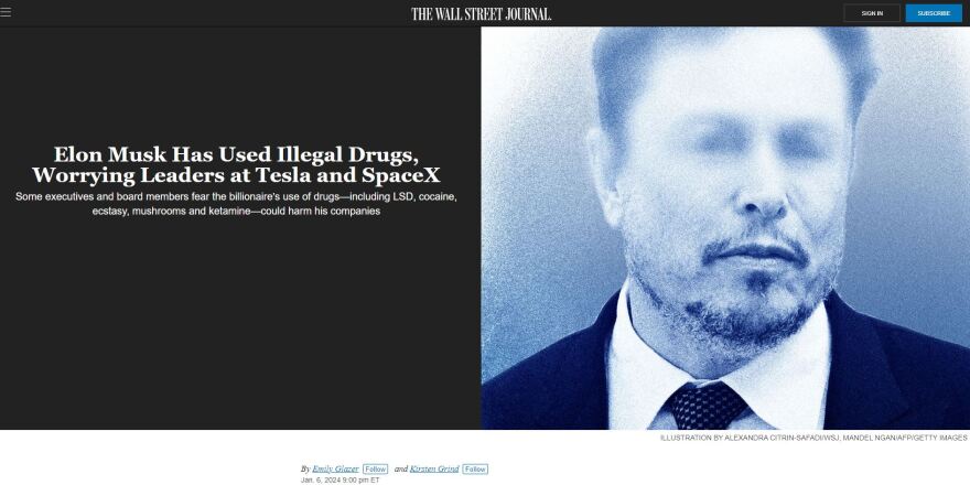 WSJ: «Ο Έλον Μασκ παίρνει ναρκωτικά, ανησυχούν στελέχη σε Tesla και SpaceX»