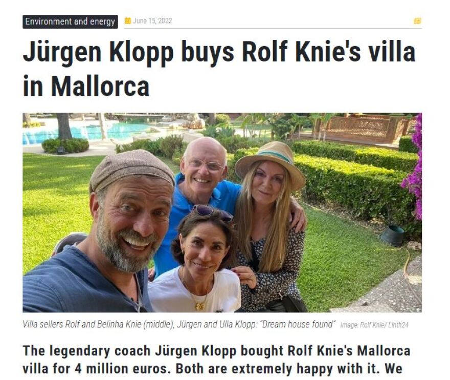 Γιούργκεν Κλοπ: Δημιουργεί τον δικό του οικολογικό παράδεισο στη Μαγιόρκα