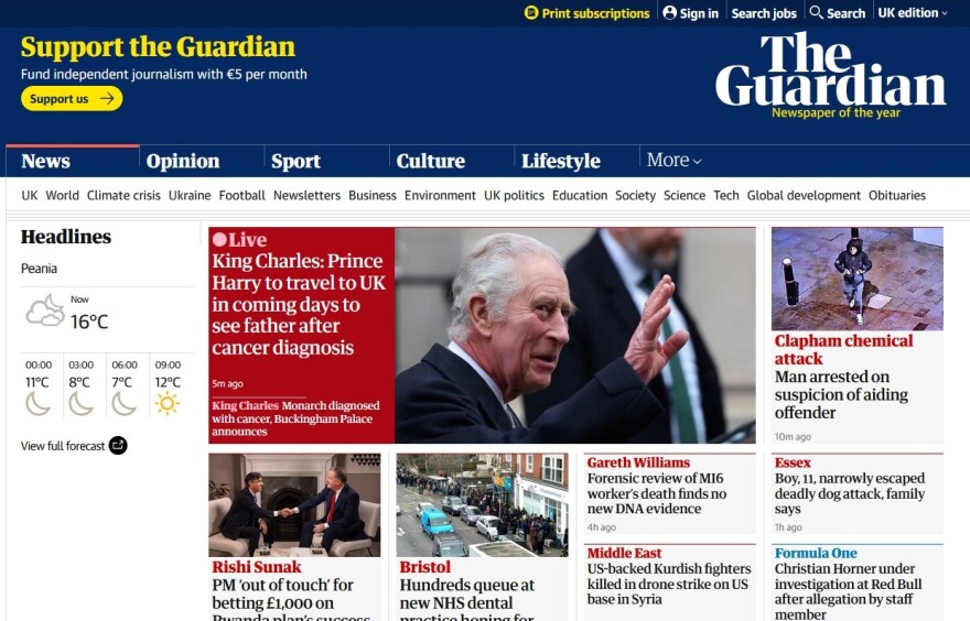 Βασιλιάς Κάρολος: Πώς μετέδωσαν τα βρετανικά μέσα ενημέρωσης την είδηση για τον καρκίνο