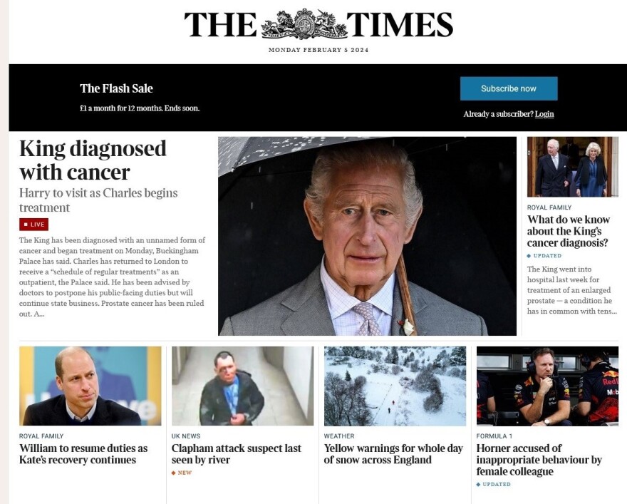 Βασιλιάς Κάρολος: Πώς μετέδωσαν τα βρετανικά μέσα ενημέρωσης την είδηση για τον καρκίνο