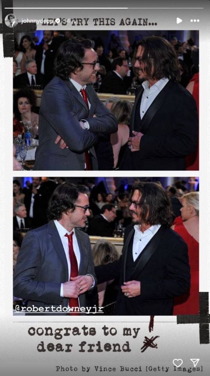 Όσκαρ: Ο Τζόνι Ντεπ συγχαίρει τον Ρόμπερτ Ντάουνι Τζούνιορ για το πρώτο του βραβείο - Το μήνυμα στο Instagram