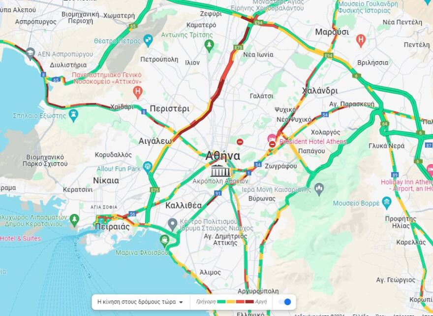 Κίνηση: Ταλαιπωρία λόγω έργων στη λεωφόρο Αθηνών - Μποτιλιάρισμα στον Κηφισό και το κέντρο της Αθήνας