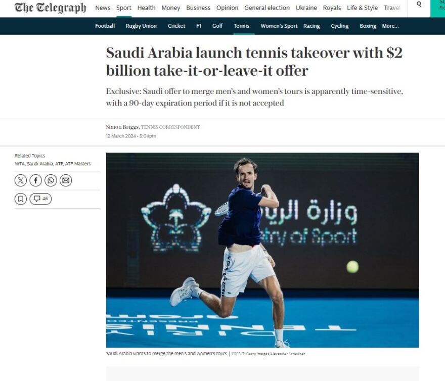 Η Σαουδική Αραβία ετοιμάζεται να κατακτήσει και τον κόσμο του τένις