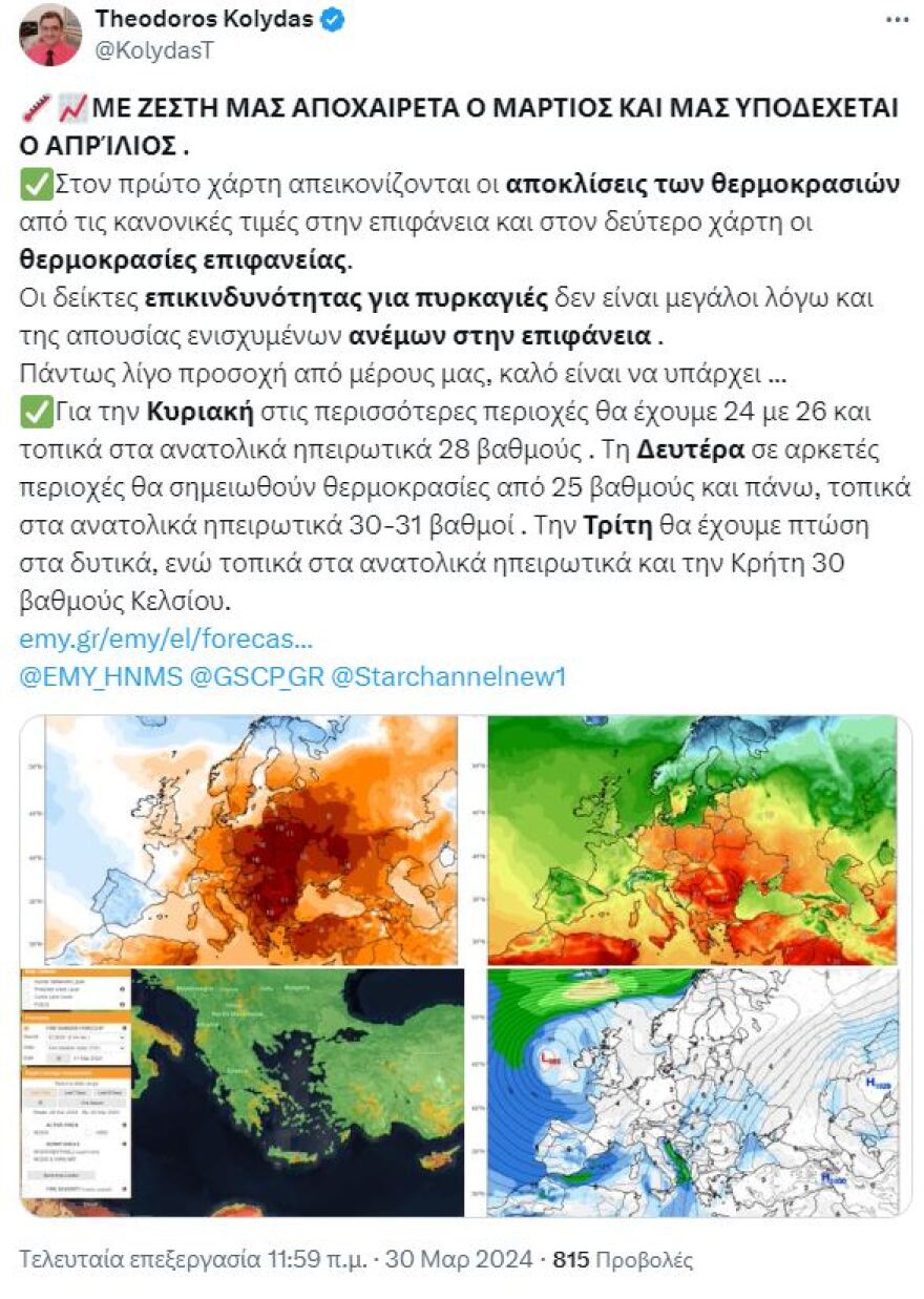 Καιρός: Με θερμικές εξάρσεις και αφρικανική σκόνη μπαίνει ο Απρίλιος - Πού θα χτυπήσουν 31άρια