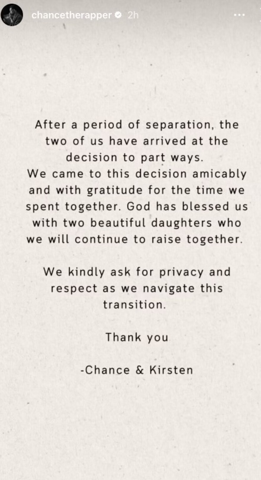 Chance the Rapper: Χωρίζει με τη σύζυγό του μετά από 5 χρόνια γάμου