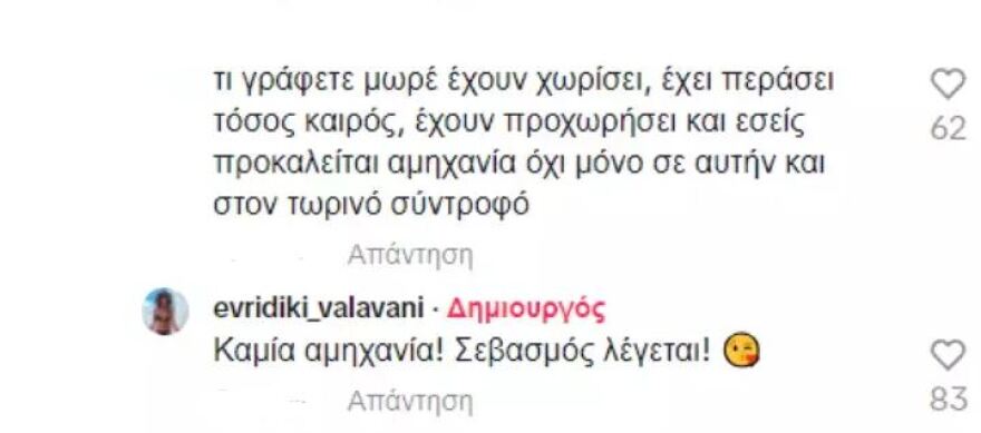 Ευρυδίκη Βαλαβάνη για τα σχόλια που δέχεται μετά τον χωρισμό της από τον Κωνσταντίνο Βασάλο: Κουράσατε με αυτό το αστειάκι