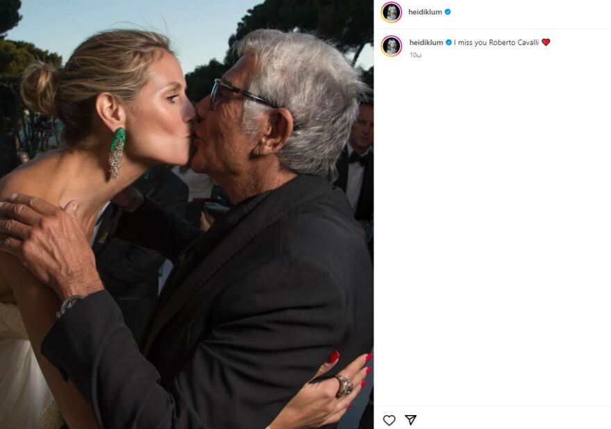 Χάιντι Κλουμ: Αποχαιρέτησε τον Ρομπέρτο Καβάλι με φωτογραφία που τον φιλάει στο στόμα