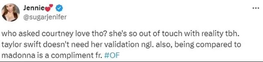 Κόρτνεϊ Λοβ: Αποκάλεσε την Τέιλορ Σουίφτ «ασήμαντη» - Εκνευρισμένοι οι φαν της τραγουδίστριας