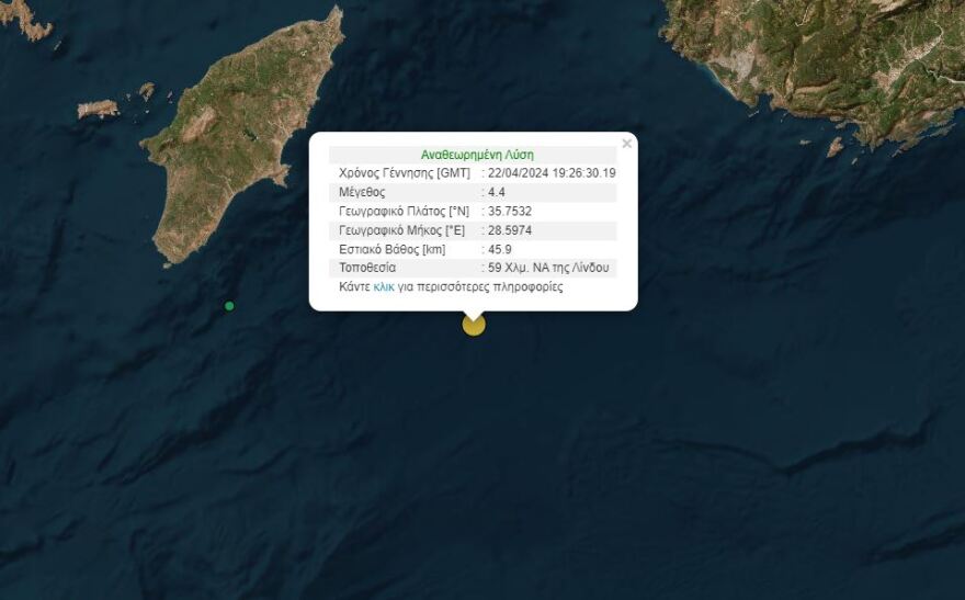 Σεισμός 4,4 Ρίχτερ στη Ρόδο