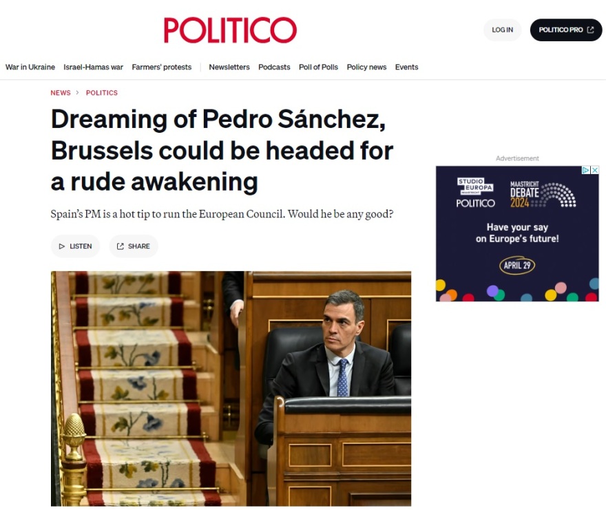 Politico: Θα μπορούσε ο «κύριος Όμορφος» Πέδρο Σάντσεθ να αναλάβει την προεδρία του Ευρωπαϊκού Συμβουλίου; 
