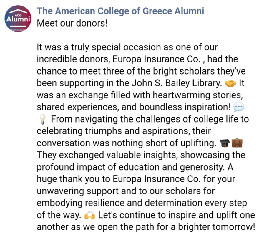 Η ΕΥΡΩΠΗ Ασφαλιστική επενδύει στο μέλλον των νέων μέσω του «Europa Insurance Co. Scholarships»