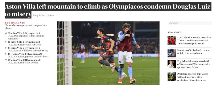 Ολυμπιακός: Ζάλισε, γείωσε, σόκαρε την Άστον Βίλα - Οι τίτλοι των διεθνών αθλητικών εφημερίδων