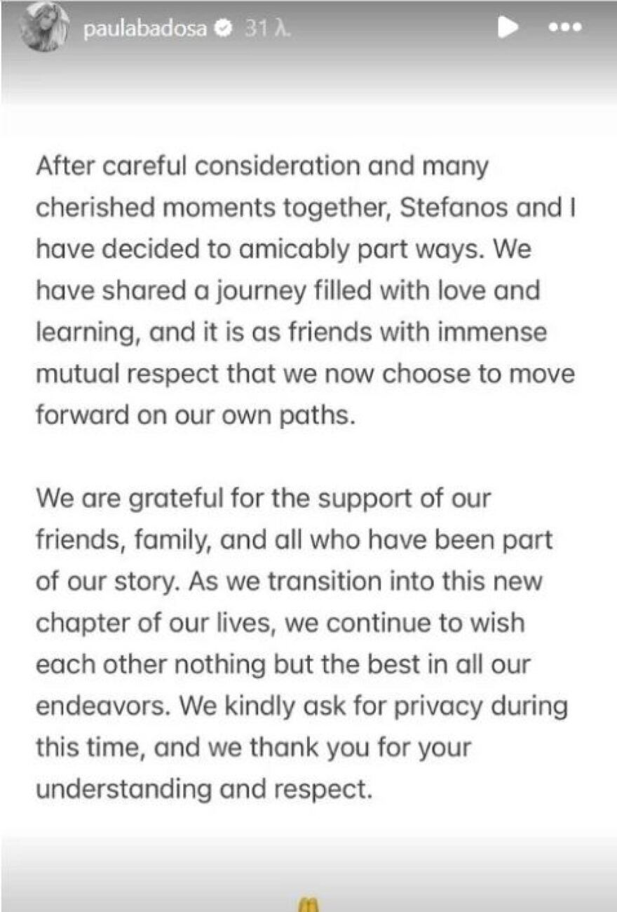 Πάουλα Μπαντόσα: Μίλησε για τον χωρισμό με τον Στέφανο Τσιτσιπά - «Ήταν ο σωστός άνθρωπος τη λάθος στιγμή»