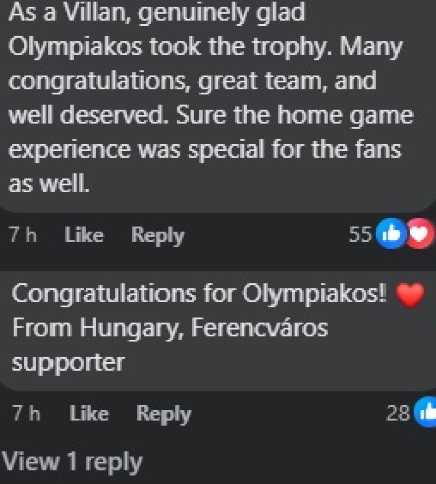 Ολυμπιακός: Αποθέωση από ξένους οπαδούς στα social media των μεγάλων ειδησεογραφικών για τον θρίαμβο - Δείτε φωτογραφίες