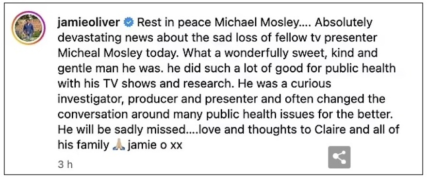 Μάικλ Μόσλεϊ: Πώς τον αποχαιρέτησαν οι Τζέιμι Όλιβερ, Πιρς Μόργκαν και Πίτερ Αντρέ