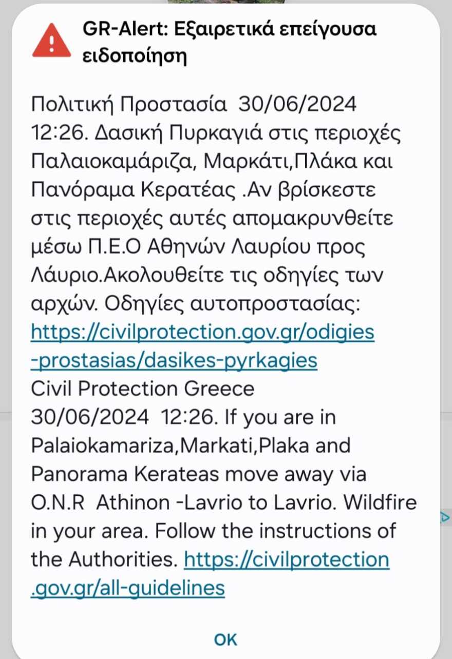 Μεγάλη φωτιά στην Κερατέα - Eκκενώθηκαν 6 οικισμοί, ισχυροί άνεμοι - Δείτε βίντεο