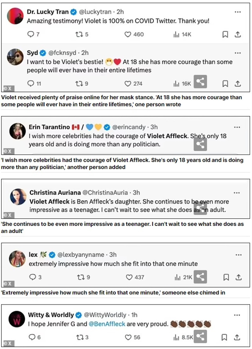 Βάιολετ Άφλεκ: Η 18χρονη κόρη του Μπεν Άφλεκ και της Τζένιφερ Γκάρνερ ζήτησε την υποχρεωτική χρήση μάσκας σε ομιλία της στο Λος Άντζελες