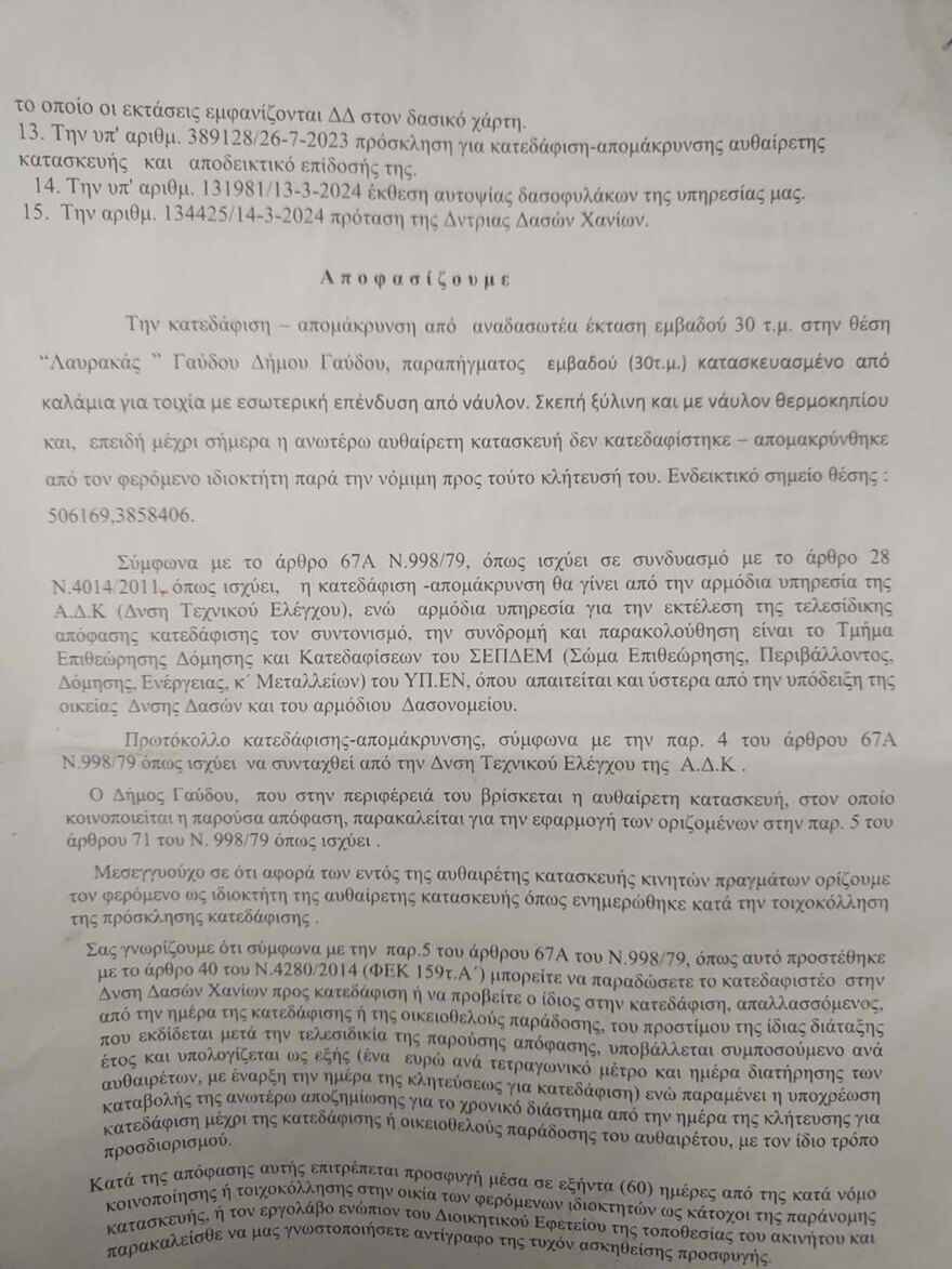 Οι «Survivors» της Γαύδου: Έφτασαν τα ειδοποιητήρια κατεδάφισης για τα δεντρόσπιτά τους