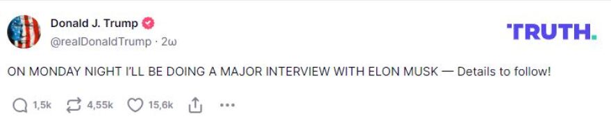 Εκλογές ΗΠΑ - Ντόναλντ Τραμπ: Ανακοίνωσε πως θα δώσει συνέντευξη στον Μασκ την ερχόμενη Δευτέρα