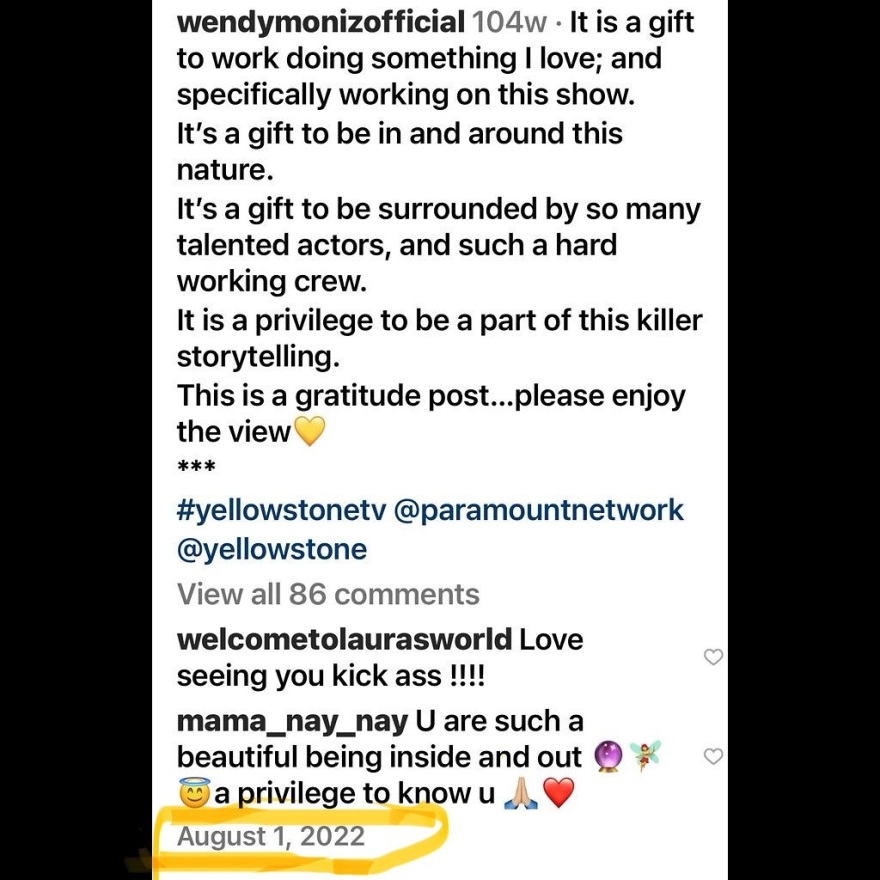  Γουέντι Μονίζ: Αποχαιρετά το Yellowstone - Είμαι απίστευτα τυχερή, αναφέρει