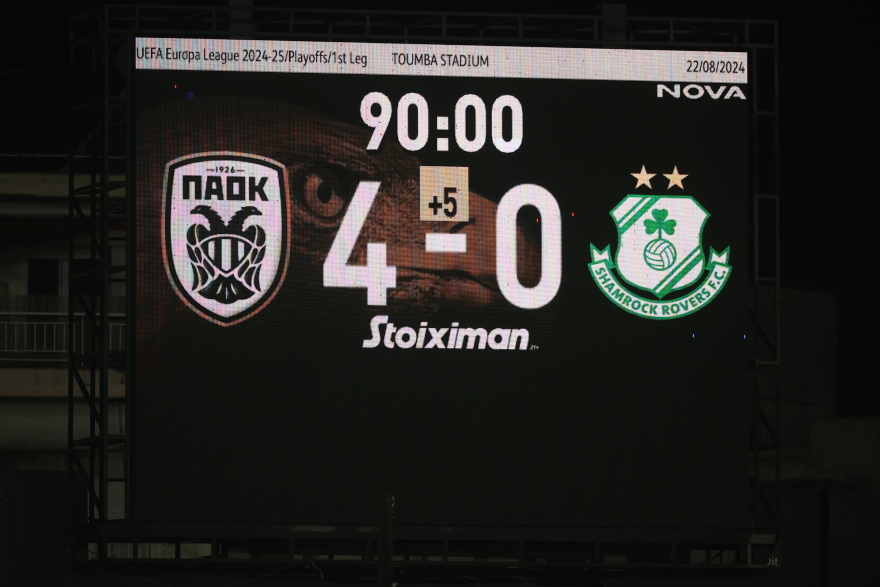 Europa League: Καθάρισε την πρόκριση από το πρώτο παιχνίδι ο ΠΑΟΚ, 4-0 την Σάμροκ Ρόβερς στην Τούμπα - Δείτε τα γκολ 