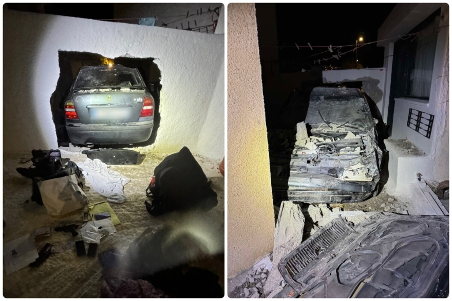 Σαντορίνη: Αστυνομικοί καταδίωξαν διαρρήκτες που γκρέμισαν με το αυτοκίνητο εξωτερικό τοίχο σπιτιού 