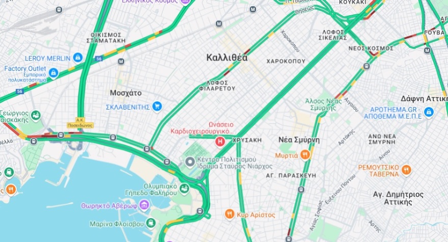 Τροχαίο στη Συγγρού, συγκρούστηκαν δύο οχήματα - Δείτε live την κίνηση