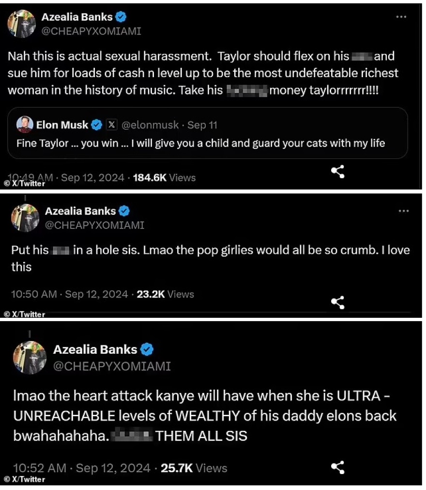 Αζέλια Μπανκς: Προτρέπει τη Σουίφτ να μηνύσει τον Μασκ για σεξουαλική παρενόχληση - Πάρτου τα λεφτά, λέει