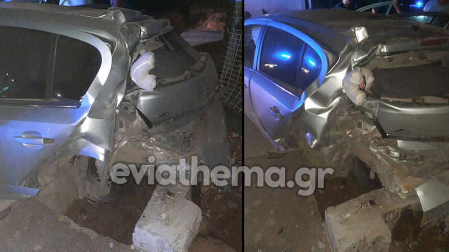 Tροχαίο στη Χαλκίδα - Aυτοκίνητo «καρφώθηκε» σε μάντρα, σοβαρά τραυματισμένος ο οδηγός