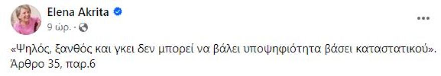 Ακρίτα για τα κριτήρια των υποψήφιων προέδρων στον ΣΥΡΙΖΑ: Ψηλός, ξανθός και γκέι δεν μπορεί να βάλει υποψηφιότητα