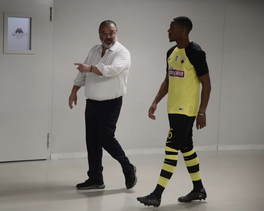 ΑΕΚ: Ο Μάριος Ηλιόπουλος στην OPAP Arena μαζί με τον Μαρσιάλ