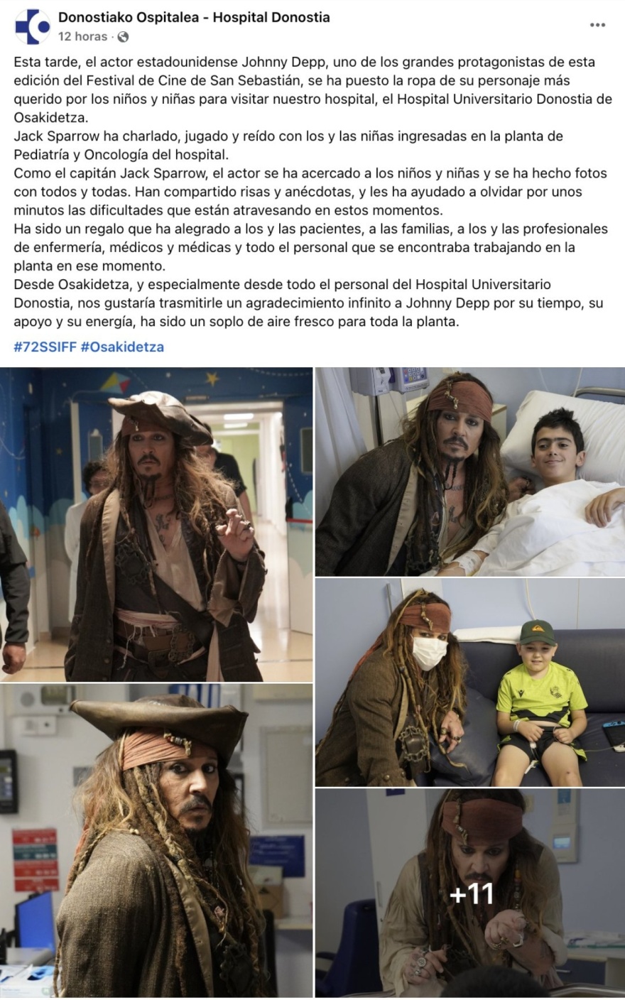 Ο Τζόνι Ντεπ «μεταμορφώθηκε» σε Τζακ Σπάροου για μικρούς ασθενείς στην Ισπανία