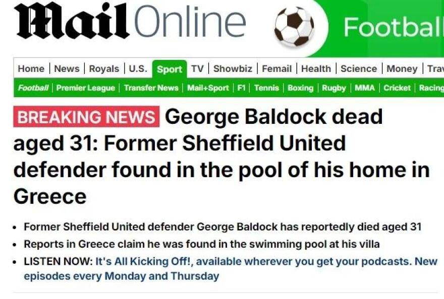 Τζορτζ Μπάλντοκ: Συγκλονισμένα τα διεθνή ΜΜΕ για τον χαμό του - «Η τραγωδία ενός αστέρα»