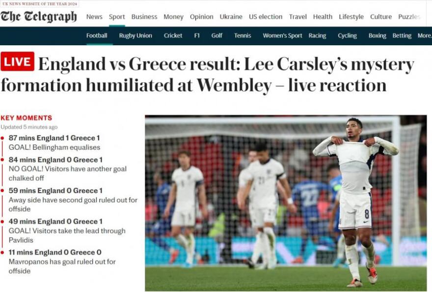 Εθνική Ελλάδος: Τα βρετανικά ΜΜΕ την αποθέωσαν για τη μεγαλειώδη της νίκη στο Γουέμπλεϊ - «Εξευτέλισαν την Αγγλία»