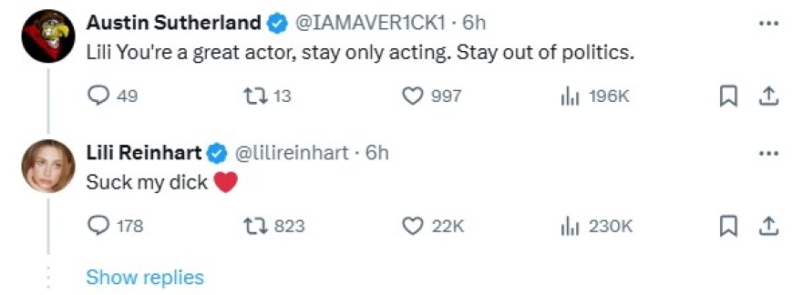 Λίλι Ρέινχαρτ: Εξοργισμένη με τη νίκη του Τραμπ επειδή είχε κριθεί ένοχος για σεξουαλική κακοποίηση