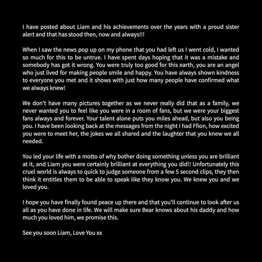 Λίαμ Πέιν: Η αδελφή του έμαθε για τον θάνατο του τραγουδιστή μέσω του Διαδικτύου - Ήθελα τόσο πολύ να μην είναι αλήθεια