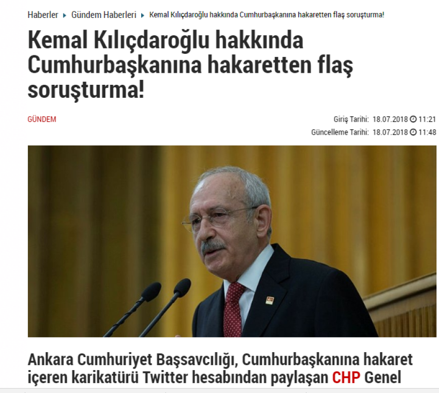 Τουρκία: Απειλείται με φυλακή ο Κιλιτσντάρογλου για ένα σκίτσο στο Twitter