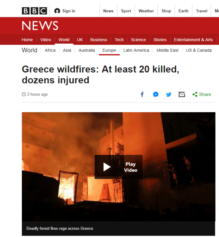 Πρώτο θέμα σε όλα τα διεθνή ΜΜΕ οι φονικές πυρκαγιές στην Ανατολική Αττική 